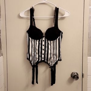 Chantal Thomass for Victoria's Secret Stripped Bra Corset with Garter Straps 34B